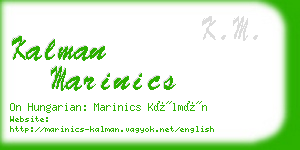 kalman marinics business card